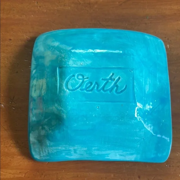 Lorraine Oerth Turquoise Ceramic “Love” Trinket Dish Jewelry - Picture 2 of 7